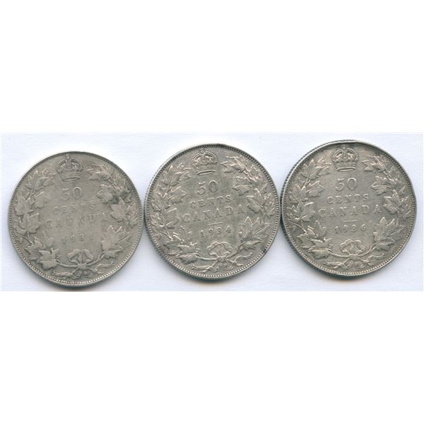 1931, 1934 & 1936 Fifty Cents
