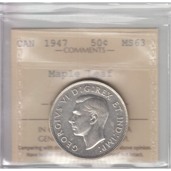 1947 Fifty Cents - Maple Leaf