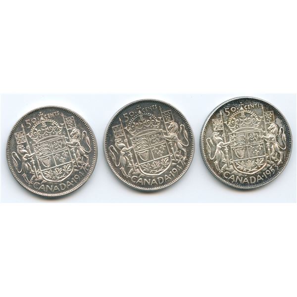 1947 & 1953 Fifty Cents - Lot of 3