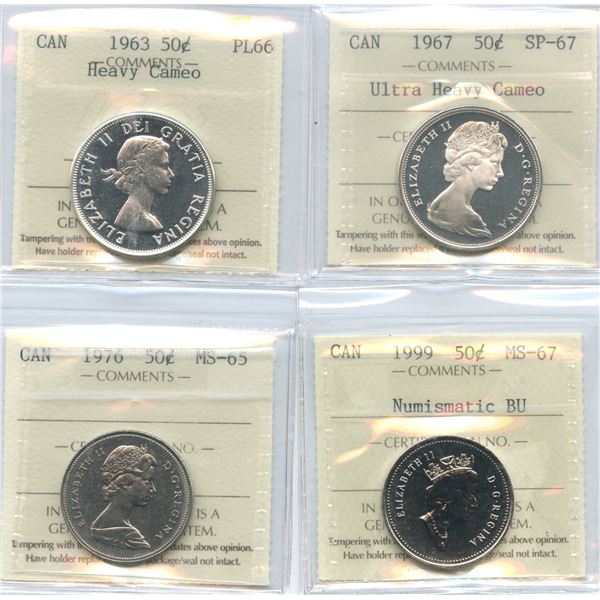 Lot of 4 ICCS Graded Fifty Cents