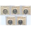 Image 1 : Lot of 5 ICCS Graded Proof Like Fifty Cents