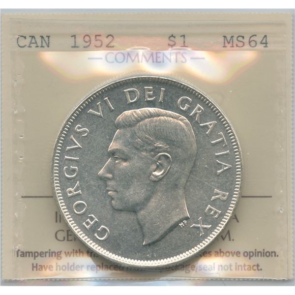 1952 Silver Dollar - Waterlines