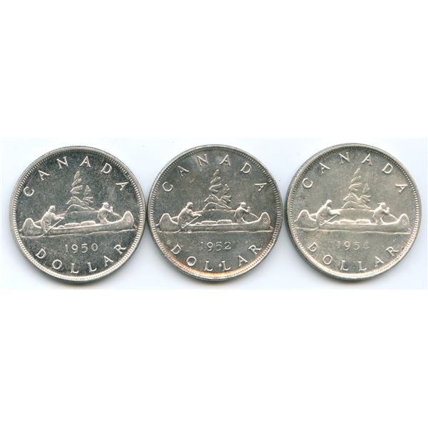 1950, 1952 & 1954 Silver Dollars