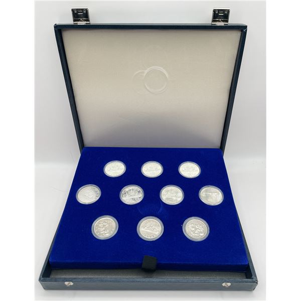 Canadian Silver & Nickel Dollar Display of 10 coins in Case