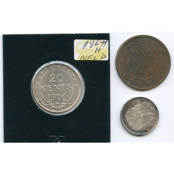 Canada & Newfoundland Coins - Lot of 3