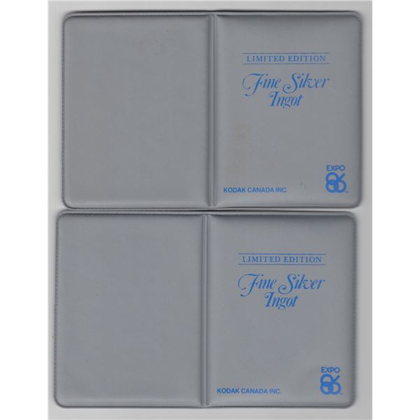 LTD Edition Kodak EXPO 86 FINE SILVER INGOT 1g - Lot of 2