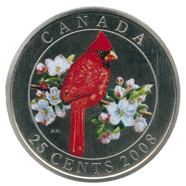 2008 Twenty-Five Cents - Couloured Cardinal