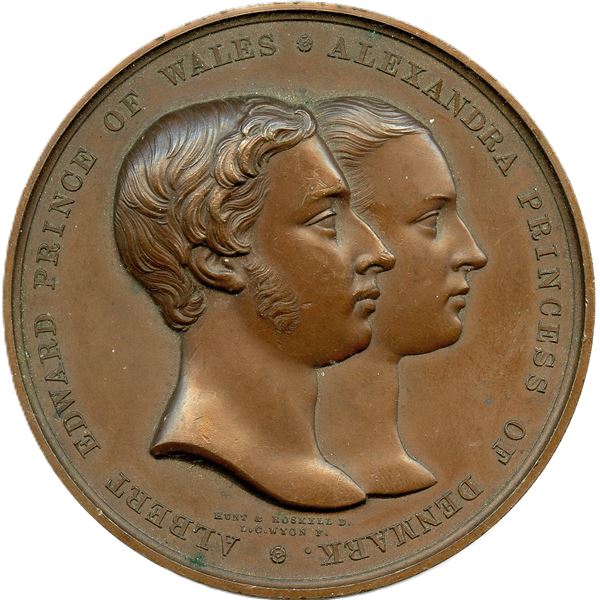 Prince Albert Edward and Princess Alexandra of Denmark Marriage Medal March 10, 1863.