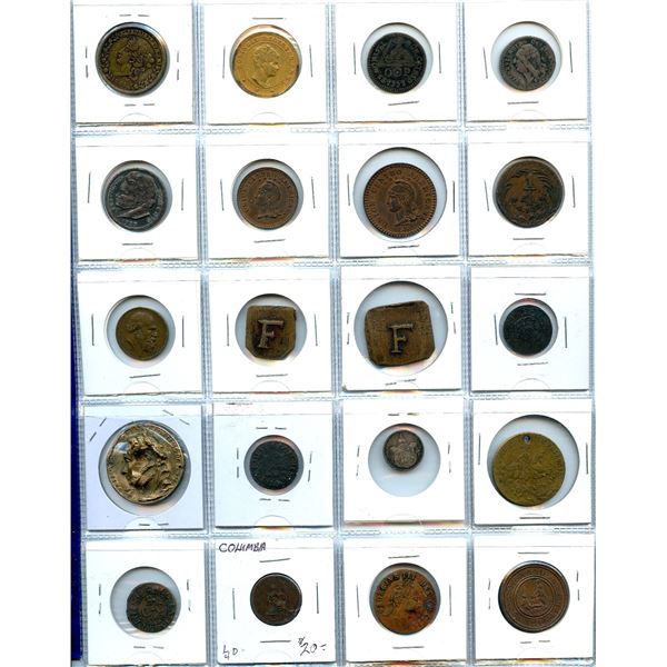 Treasure Chest of Twenty Foreign Coins and Tokens.