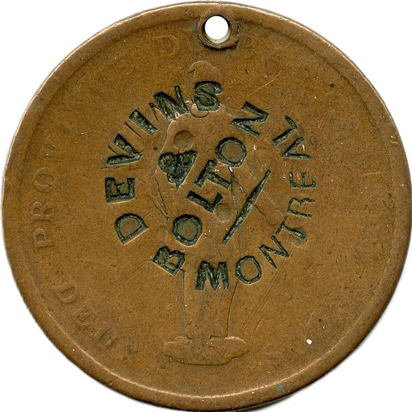 Lot of Five Counterstamps on Canadian Tokens.