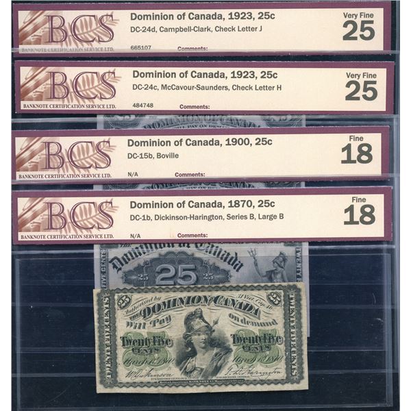 Dominion of Canada Shinplasters - Lot of 4