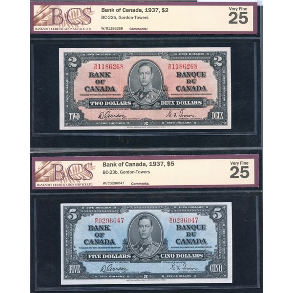 Bank of Canada $2 & $5, 1937