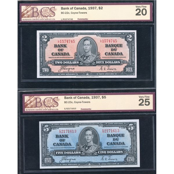 Bank of Canada $2 & $5, 1937