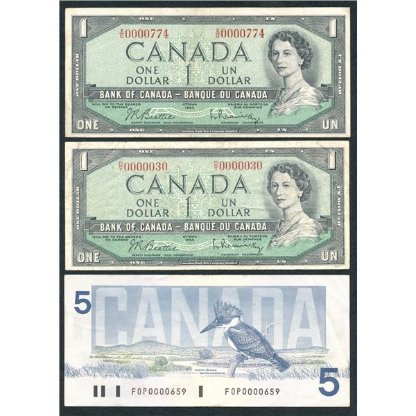 Bank of Canada - Low Number Lot of 3