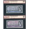 Image 1 : Bank of Canada $5 & $10, 1954 Devil's Face Pair