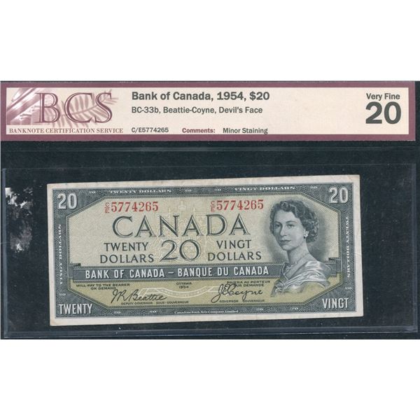 Bank of Canada $20, 1954 - Devil's Face