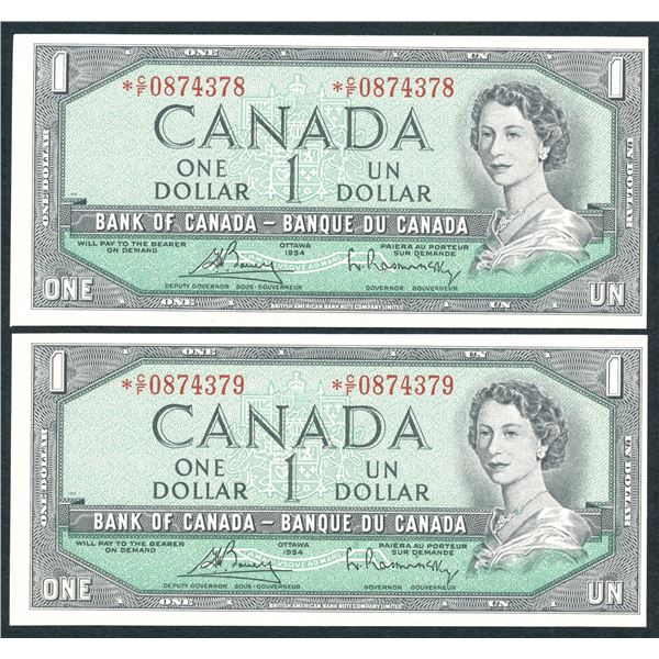 Bank of Canada $1, 1954 - *C/F Replacements Lot of 2