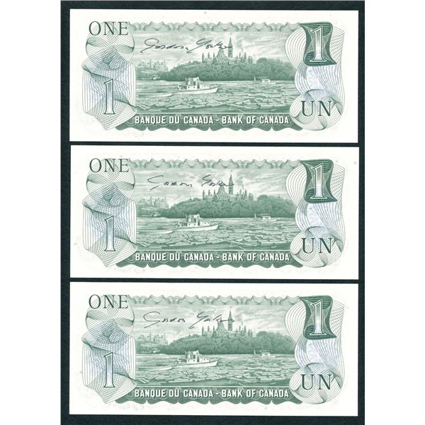 Bank of Canada $1 Autographed Multi-Coloured Trio