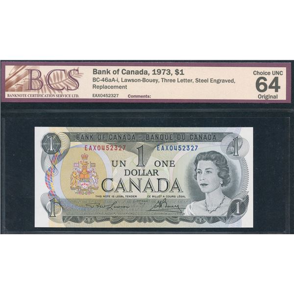 Bank of Canada $1, 1973 - EAX Replacement Note