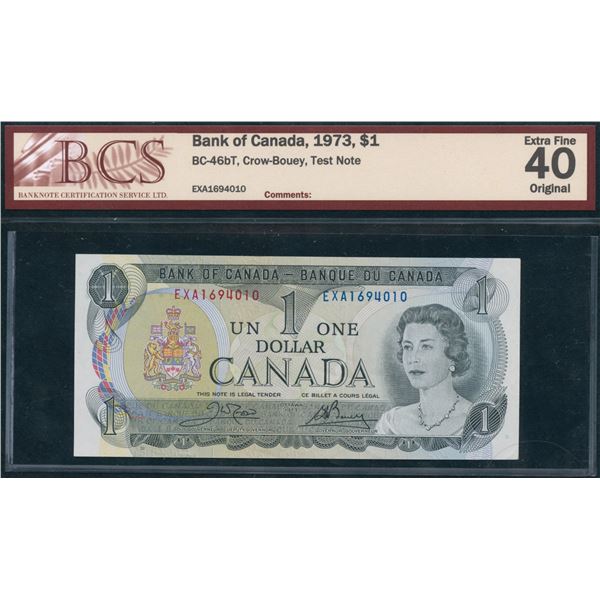 Bank of Canada $1, 1973 - EXA Test Note