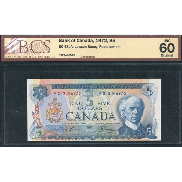 Bank of Canada $5, 1972 - *SF Replacement