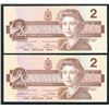 Image 2 : Bank of Canada $2, 1986 - Lot of 2 Changeover's