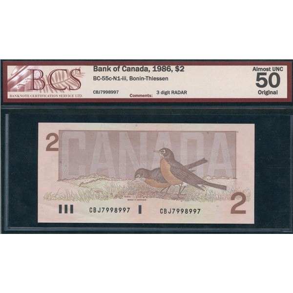 Bank of Canada $2, 1986 - 3 Digit Radar