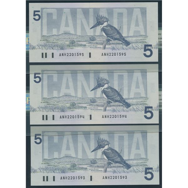 Bank of Canada $5, 1986 - Lot of 3 Consecutive