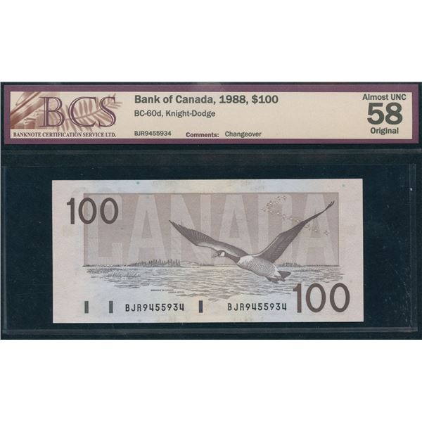 Bank of Canada $100, 1988 - Changeover