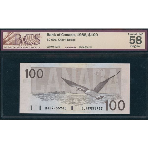 Bank of Canada $100, 1988 - Changeover