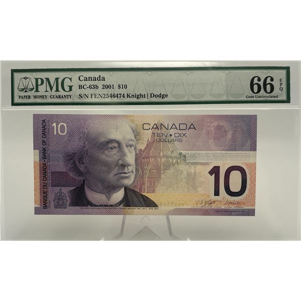 Bank of Canada $10, 2001 Sheet Replacement