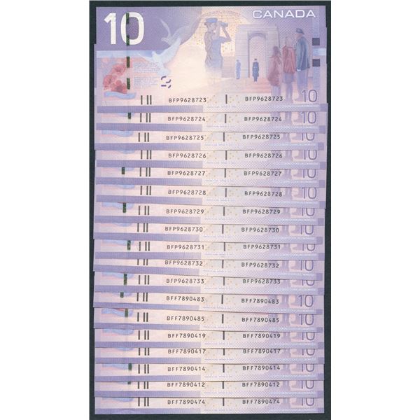 Bank of Canada $10, 2005 - Lot of 26