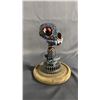 Image 2 : PAINTED STEAMPUNK SKULL ON STAND WITH REMOVABLE GLASS LID - APPROX. 11" TALL