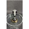 Image 2 : SMALL CRYSTAL DECORATED SKULL ON STAND WITH REMOVABLE GLASS LID: APPROX. 10" TALL