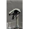 Image 5 : SMALL CRYSTAL DECORATED SKULL ON STAND WITH REMOVABLE GLASS LID: APPROX. 10" TALL