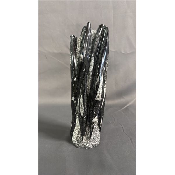 POLISHED ORTHOCERAS FOSSIL TOWER: APPROX. 12" TALL