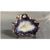Image 2 : AMETHYST AGATE GEODE SLICE, BLUE FLOWER AGATE SLICE & CARNELIAN DRUZY SLICE: ALL WITH STANDS