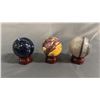 Image 1 : MOOAKITE JASPER, BLUE SODALITE & FLUORITE QUARTZ 2.5" SPHERES ON STANDS