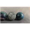 Image 3 : FLUORITE, GREY MOONSTONE & (2) BLUE APATITE,  2" SPHERES