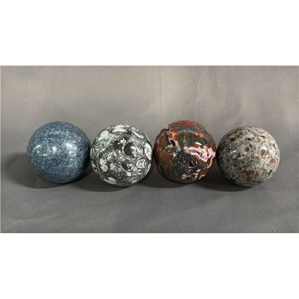 RUBY KYANITE, YOOPERITE, CRAZY LACE AGATE CRYSTAL & AMMONITE FOSSIL SPHERES: 2" - 2.5"