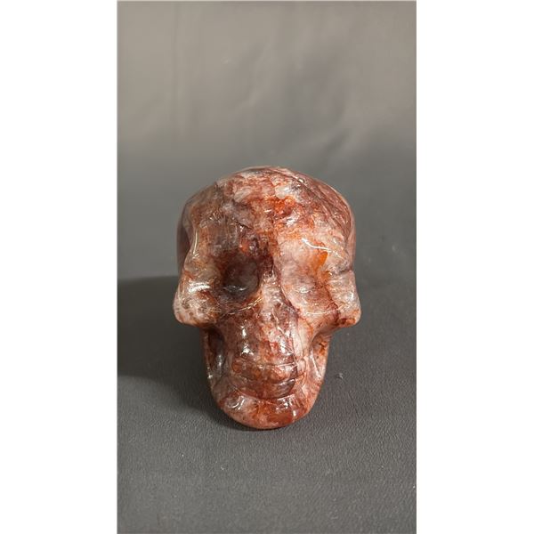 CARVED HEMATOID QUARTZ SKULL: APPROX. 2.5" TALL