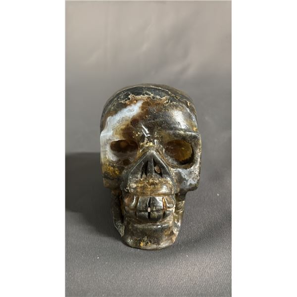 CARVED AGATE SKULL: APPROX. 3" TALL