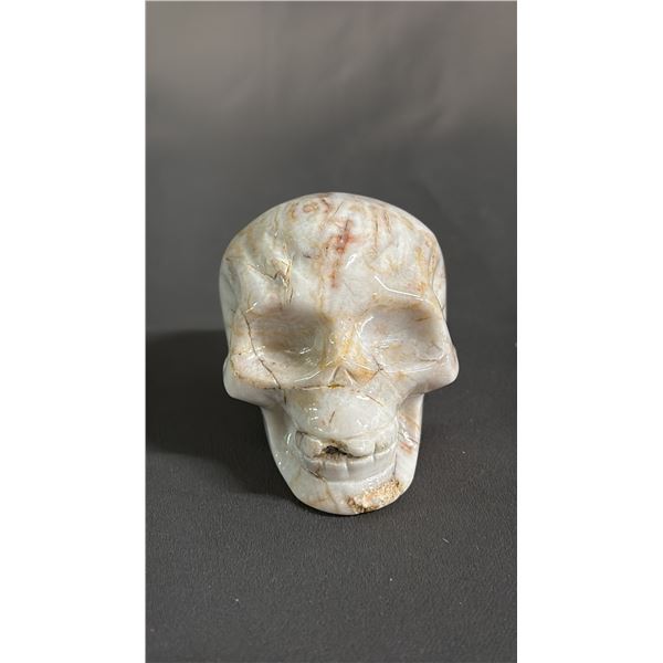CARVED RED BANDED AGATE SKULL: APPROX. 2.5" TALL