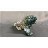 Image 2 : CARVED MOSS AGATE LION: APPROX. 8" LONG X 4" TALL