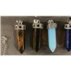 Image 4 : COLLECTION OF ASSORTED CRYSTAL POINT PENDANTS & A .925 SILVER BRACELET WITH A FIRE OPAL CABOCHON
