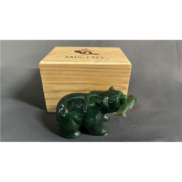 JADE CITY 3.5" X 2" JADE BEAR WITH ORIGINAL WOOD BOX