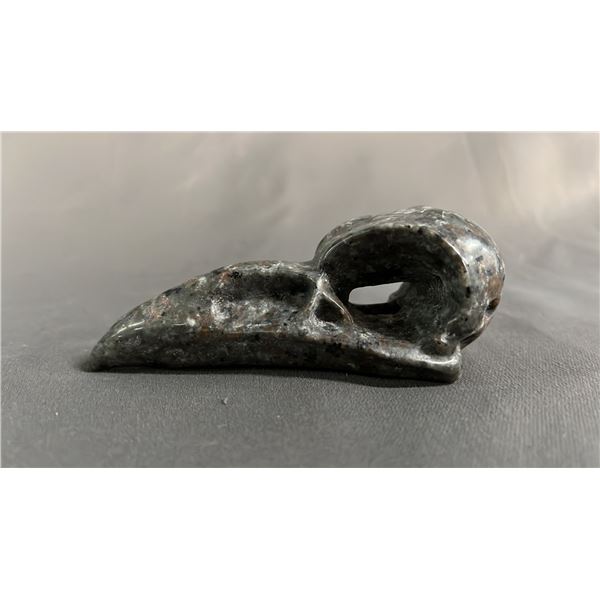 CARVED YOOPERLITE RAVEN SKULL (GLOWS UNDER UV LIGHT): APPROX. 4.5" LONG