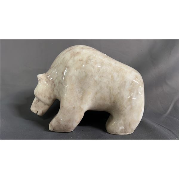 CARVED STONE BEAR: 8"L X 5"T