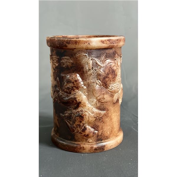 MOTTLED YELLOW BRUSH POT