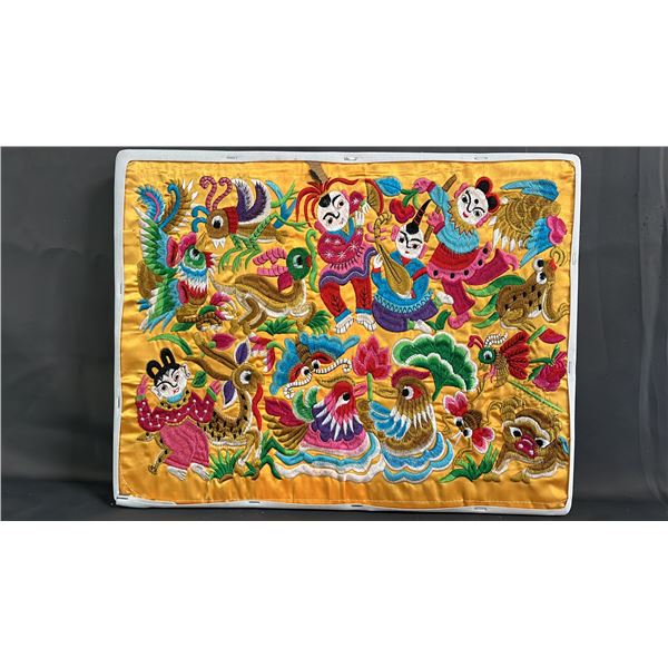 WOOD FRAMED CHINESE EMBROIDERY